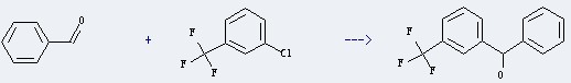 The benzaldehyde could react with 1-chloro-3-trifluoromethyl-benzene to obtain the phenyl-(3-trifluoromethyl-phenyl)-methanol